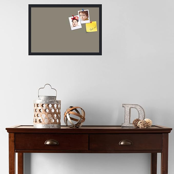 PinPix 24x16 Inch Cork Bulletin Board. This Decorative Framed Pin Board Comes with Pewter Design and a Satin Black Frame. Ideal for Home Office Decor or Message Board (PinPix-1812)-DeskLoop Office