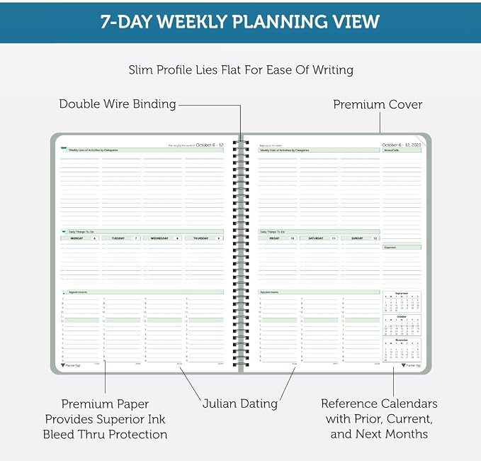 Planner Pad Spiral Bound 3-Tier Funnel Down 12 Month Organizer, October 2025 – - Image 3
