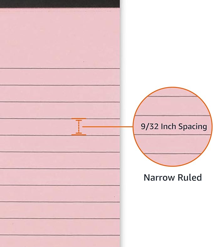 Amazon Basics Narrow Ruled 5-Inch by 8-Inch Lined Writing Note Pads, 6 Count (50 Sheet Pads), Multicolor-DeskLoop Office