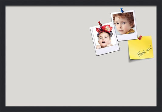 PinPix 27x18 Inch Cork Bulletin Board. This Decorative Framed Pin Board Comes with Light Stone Design and a Satin Black Frame. Ideal for Home Office Decor or Message Board (PinPix-1809)-DeskLoop Office