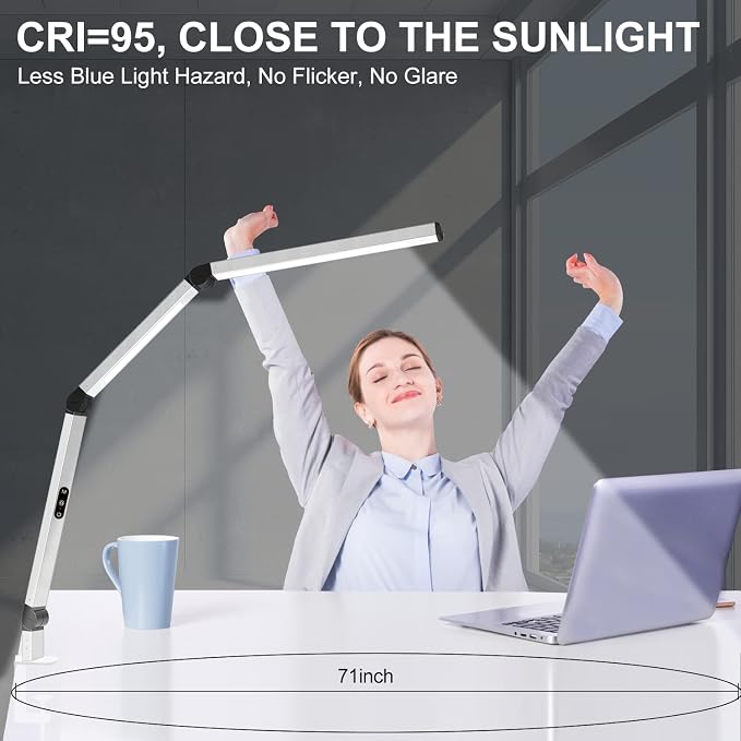Micomlan LED Desk Lamp for Home Office, Architect Clamp Desk Lamp - Image 3