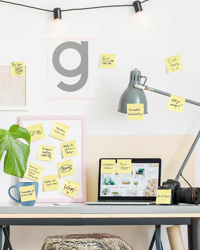 Sticky Notes 3x3 in 3600 Sheets 48 Pads Yellow Self-Stick Memo Pads Clean - Image 7
