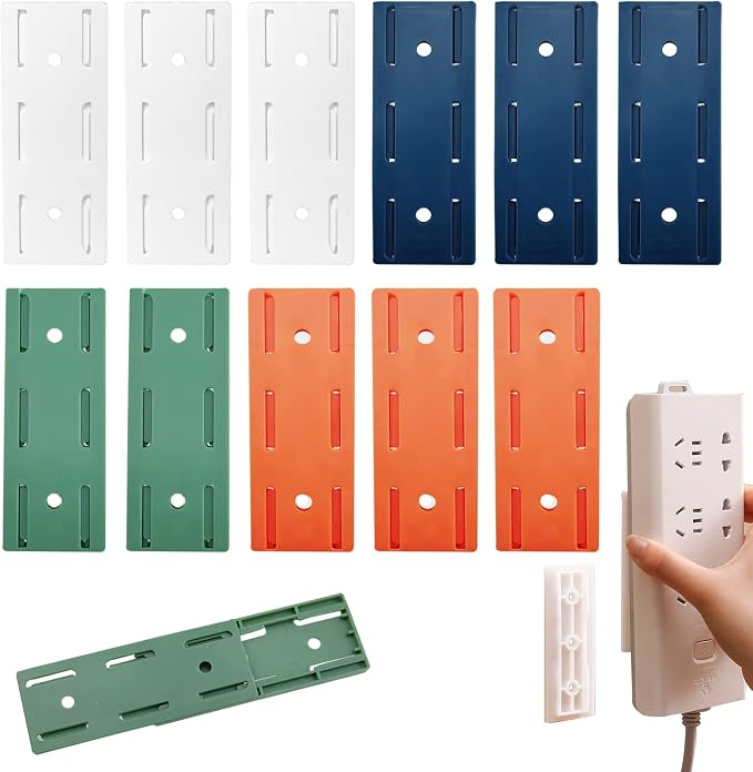 12 PCS Adhesive Punch Free Socket Holder, Self-Adhesive Desktop Socket Fixer by Kukiwhy
