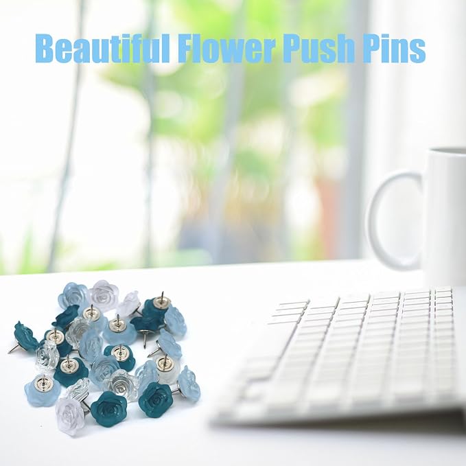 Cute Flower Push Pins 30 Pcs Rose Decorative Push Pins - Image 5