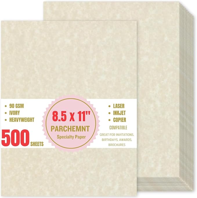 Parchment Paper for Certificates, 100 GSM Textured Stationary, Printer-Friendly by Apprabbr