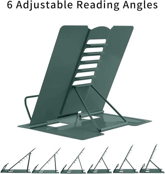 MSDADA Desk Book Stand, Metal Reading Book Stand Adjustable Cookbook Holder - Image 3