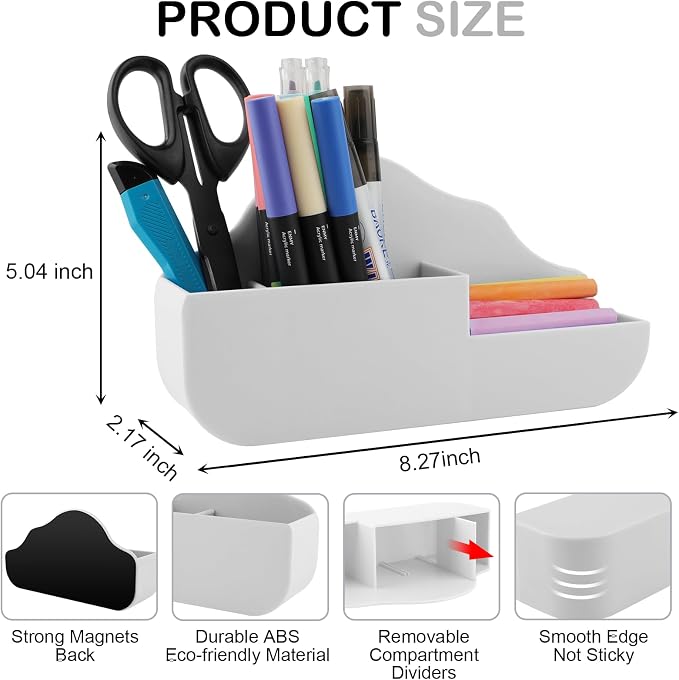 KITANIS Cloud Style 3 Compartment Magnetic Dry Erase Marker Holder, Pen Pencil - Image 2
