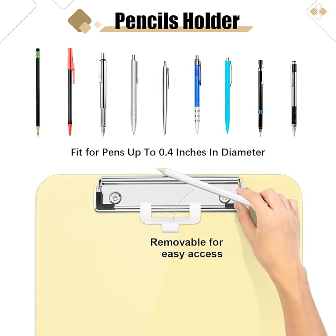 Hongri Plastic Clipboard with Pen Holder, Nurses and Women, Low Profile Clip - Image 2