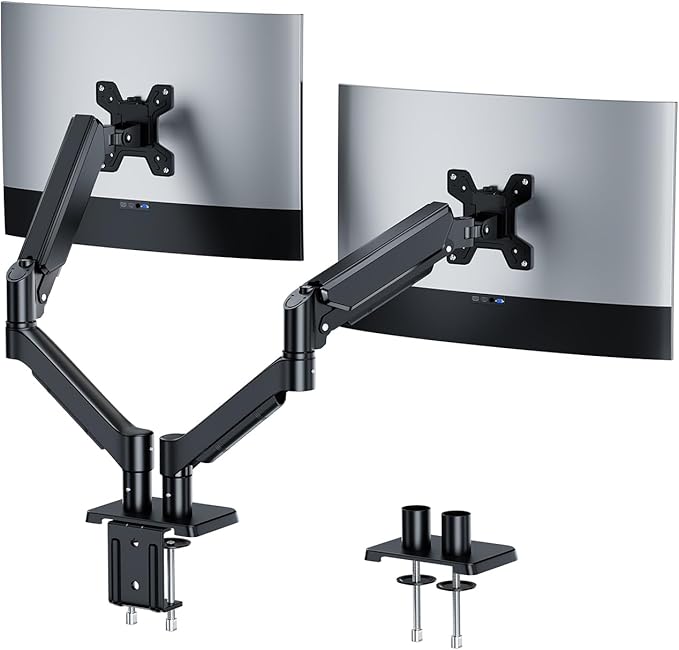 Dual Monitor Mount for Desk, Adjustable Monitor Desk Mount Swivel Vesa Bracket with C Clamp, Computer Monitor Arm Up to 32 Inches, Black-DeskLoop Office