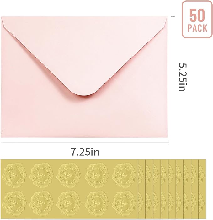 50 PCS Blush Pink Colorful A7 Envelopes - Image 2