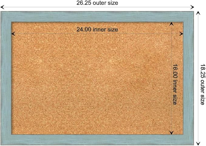 Amanti Art Natural Cork Board for Wall, 18x26 Vision Board with Blue Wood Frame, Medium Corkboard Office Decor for Home Organization, Rustic Farmhouse Corkboard Pinboard to display items for home-DeskLoop Office