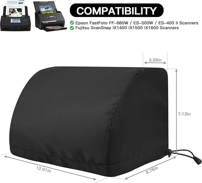 Dust Cover for Epson FastFoto FF-680W Wireless Desktop Document Scanner, Antistatic Protector Case Compatible with ScanSnap iX1600 iX1500 iX1400 Photo & Receipt Scanner (Case Only)-DeskLoop Office