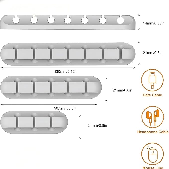 Cable Holder Clips 3-Pack, Silicone Cable Management Organizer - Image 4