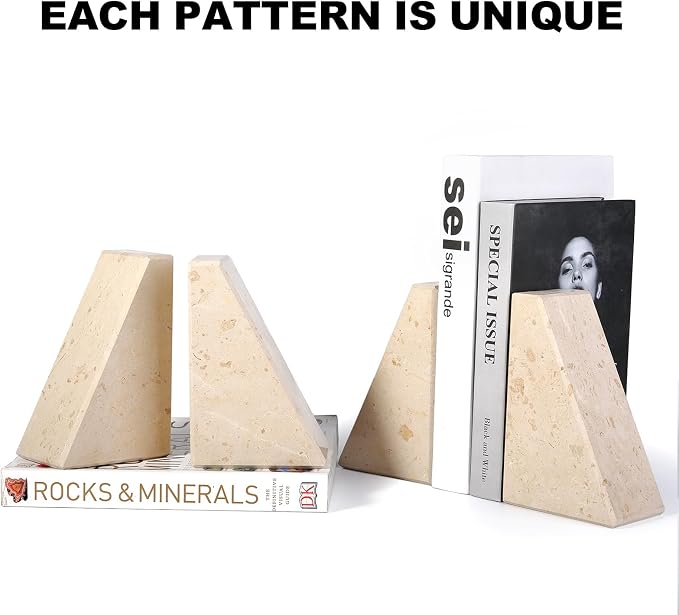 Karibiber Marble Bookends for Heavy Books, Decorative Book Ends for Shelves - Image 7