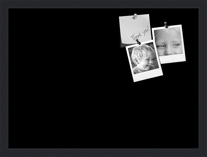 PinPix 23x17 Inch Cork Bulletin Board. This Decorative Framed Pin Board Comes with Solid Black Design and a Satin Black Frame. Ideal for Home Office Decor or Message Board (PinPix-622)-DeskLoop Office