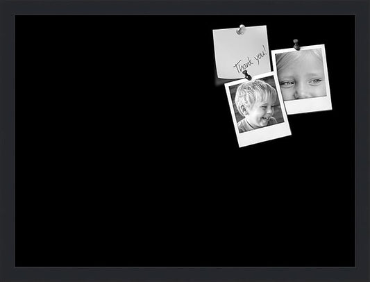 PinPix 23x17 Inch Cork Bulletin Board. This Decorative Framed Pin Board Comes with Solid Black Design and a Satin Black Frame. Ideal for Home Office Decor or Message Board (PinPix-622)-DeskLoop Office