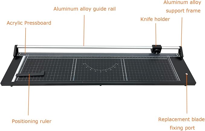 TECHTONGDA Rotary Paper Trimmer, 48" Cut Length, Professional Paper Cutter with 2 Spare Blades, Angle Line, Self-Sharpening, 8-10 Sheets Capacity for Offices, Schools and Crafts-DeskLoop Office