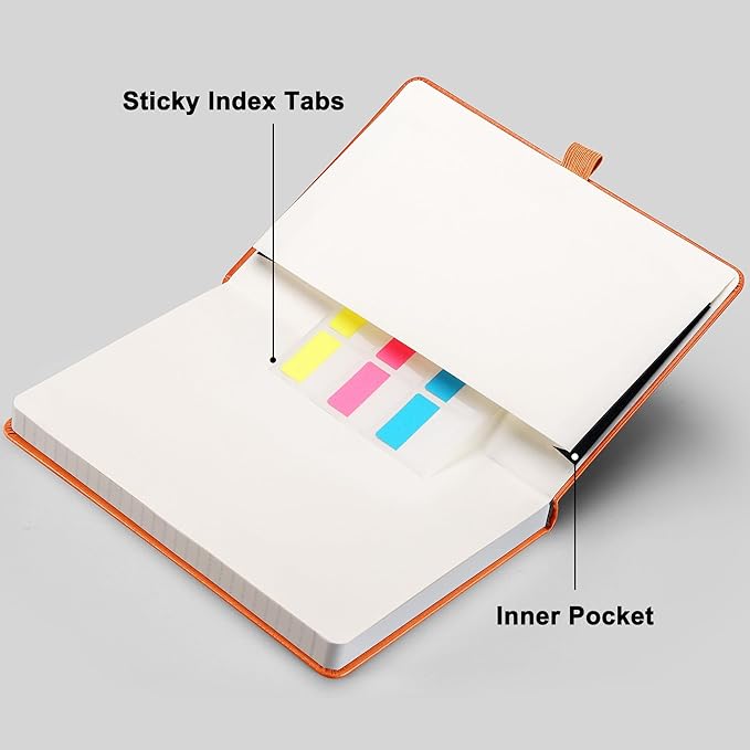 RETTACY Graph Grid Paper Notebook, 192 Pages, A5 Medium Size (5.7'' x 8.3''), 5 Squares per Inch, Leather Hardcover, 100 GSM Thick Paper, for School, Students, Math, Engineering (Orange)-DeskLoop Office