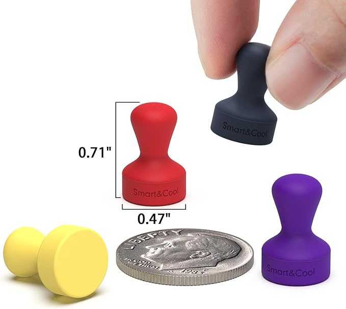 SMART&COOL Silicone Anti Scratch Push Pin Refrigerator Magnets, Thumbtack Magnets for Fridge, Dry Erase Board, Whiteboard, Office, Classroom, School (40 Pack, Multi)-DeskLoop Office