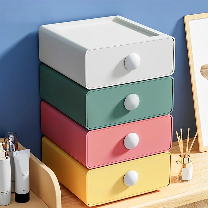 RETON 4 PCS Desktop Storage Drawers, Stackable Desk Organizer - Image 2