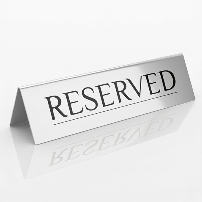 6 Reserved Table Signs – Silver Stainless Steel | Elegant, Durable & Reusable by ADAPTICGROUP