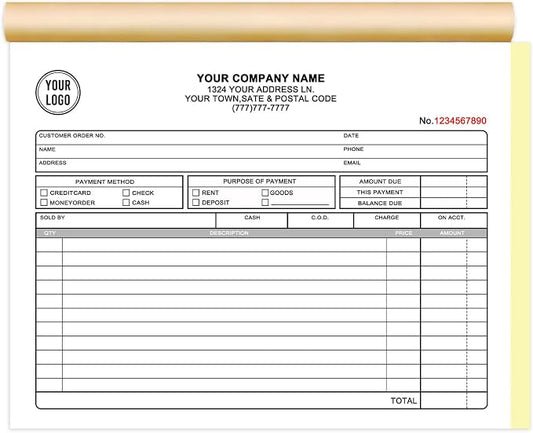 Custom Invoice Book with Logo 100 Set Personalized Receipt Books Customized by Unknown