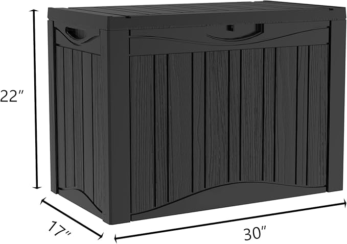 45 Gallon Lockable Resin Deck Box, Waterproof & UV-Resistant Outdoor Storage Box for Outdoor Cushion Storage, Garden Tools & Pool Accessories Storage, Black-DeskLoop Office