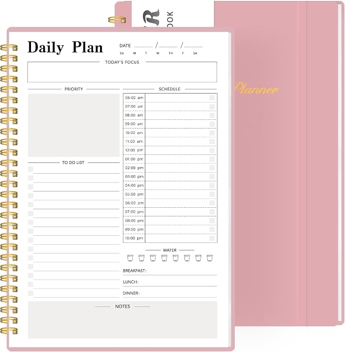 Daily Planner Undated, To-Do List Notebook, 80 Pages | Spiral Appointment by Colgram