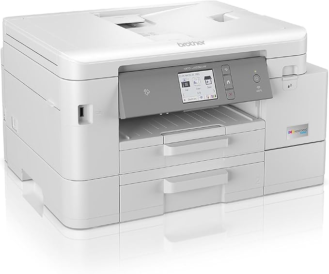 Brother MFC-J4535DW INKvestment -Tank All-in-One Color Inkjet Printer with NFC, Duplex and Wireless Printing Plus Up to 1-Year of Ink in-Box, White-DeskLoop Office