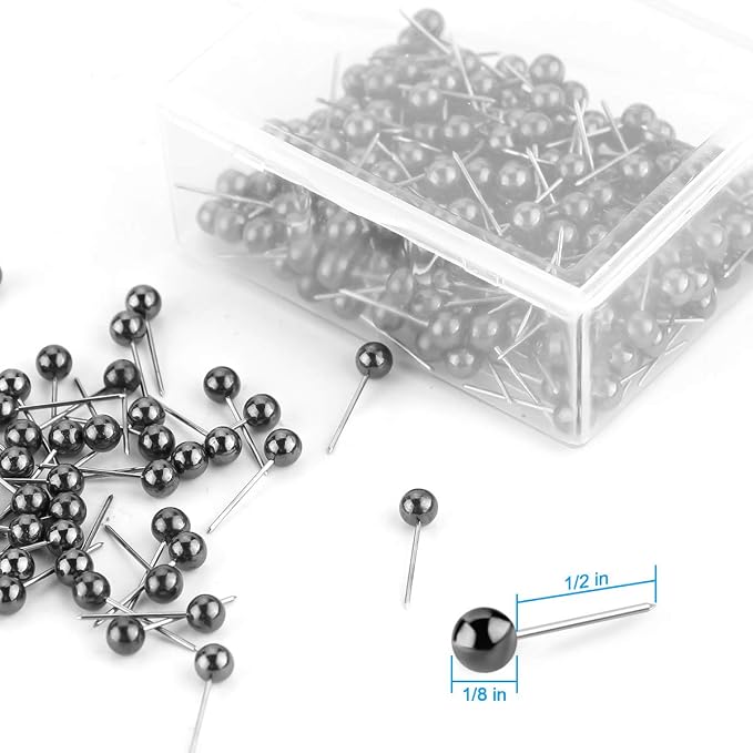 Push Pins Map Tacks 1/8-Inch Retro Metallic Color Beads Head Marking Push Pins - Image 2