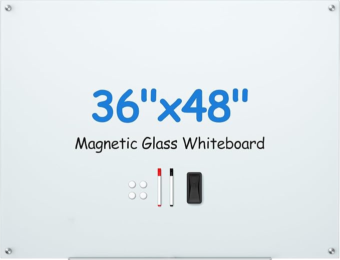 VUSIGN Magnetic Glass Dry Erase Board, Frosted Surface White Board Includes by VUSIGN