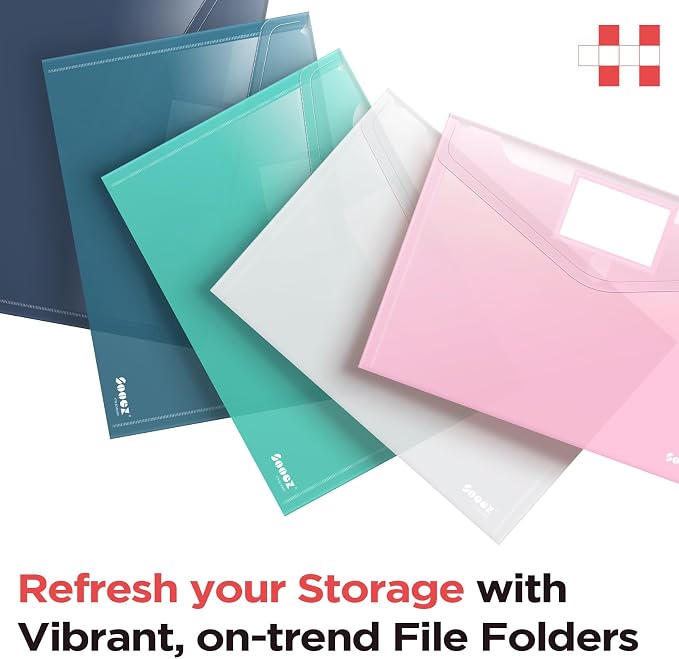 Sooez 5 Pack Plastic Envelopes, Plastic File Folders, Super Heavyweight - Image 3
