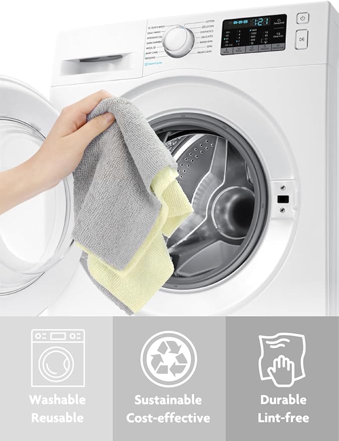 Fantasticlean Microfiber Cleaning Cloth Roll -40 Pack, Tear Away Microfiber Towels, 12" x 12", Reusable, Washable, Scratch Free, Ultra Absorbent Dish Rags for Car, Home, Garage or Shop (Beige)-DeskLoop Office