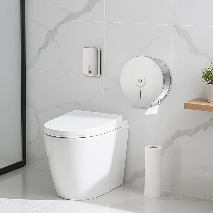 3 Pcs Commercial Sanitary Napkin Receptacle and Paper Towel Dispenser Set Include 1 Wall Mounted Tampon Holder and 1 Stainless Steel Paper Towel Holder (1000 ml,Style 5)-DeskLoop Office