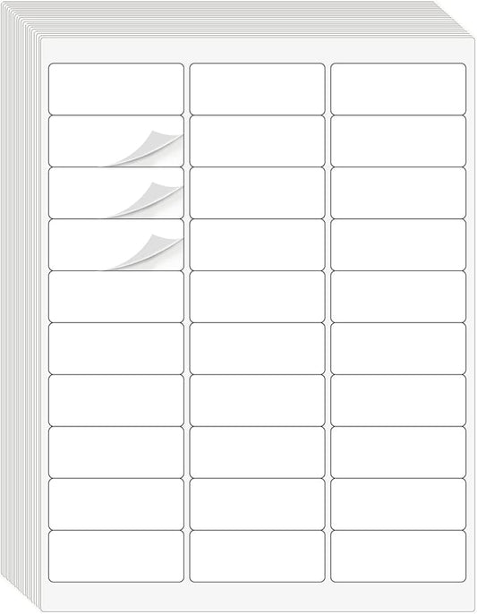 1" x 2-5/8" Address Labels 3000 Labels Sticker Paper for Laser/Ink Jet Printer mailing Labels 8.5"×11" White 30 per Sheet-DeskLoop Office