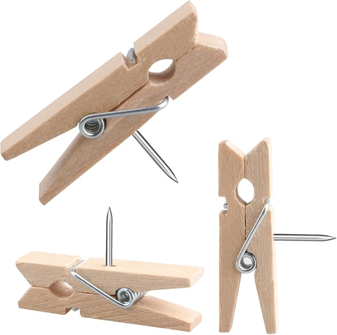 Wooden Push Pin Clips 50 Pcs, Pin Clips Creative Paper Clips - Image 4
