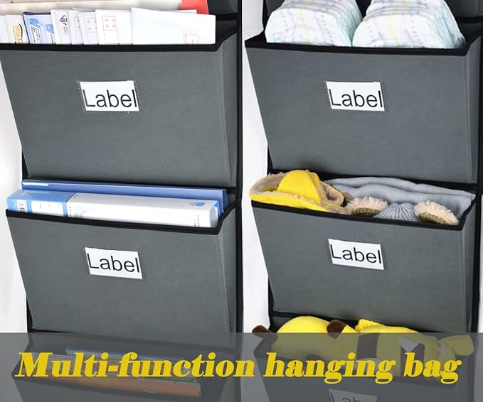 Over the Door Hanging File Organizer 5 Extra Large Pockets Wall Hanging File - Image 3
