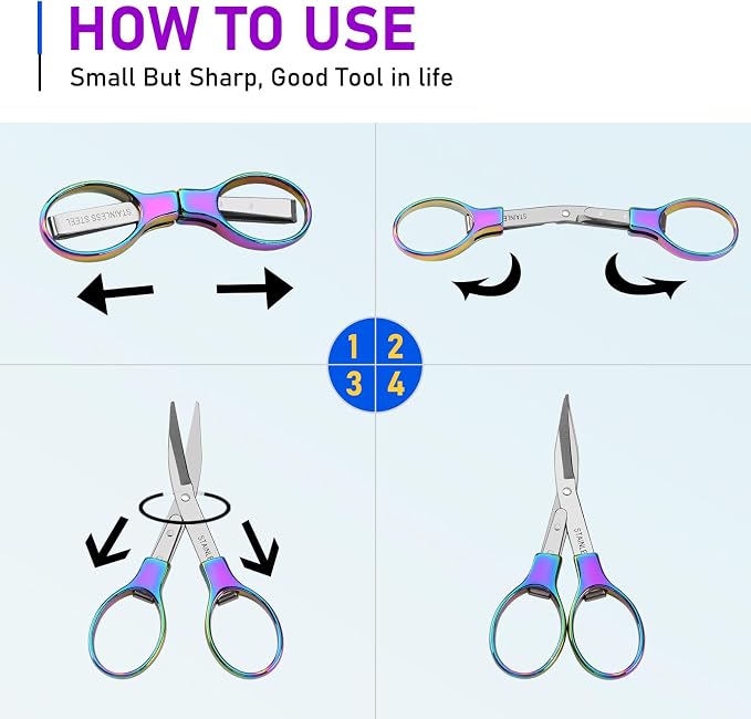 2Pcs Rainbow Folding Scissors, Portable Stainless Steel Telescopic Cutter - Image 5