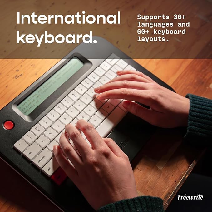 Freewrite Alpha | Distraction-Free Word Processor | Portable Digital Typewriter with Backlit LCD Display, Long Battery Life & Wi-Fi Backup for Writers | E-Typewriter w/Full-Size Mechanical Keyboard-DeskLoop Office