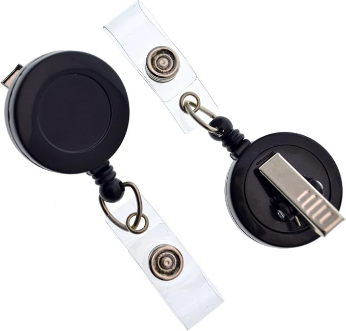 Bulk 100 Pack - Bulk Premium Black Retractable Name Badge Reels by SpecialistID