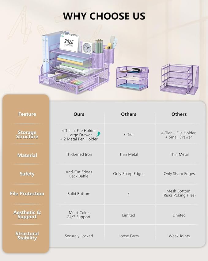 WALI Desk File Organizer, 4 Tier Desktop Paper Letter Tray Organizer - Image 7