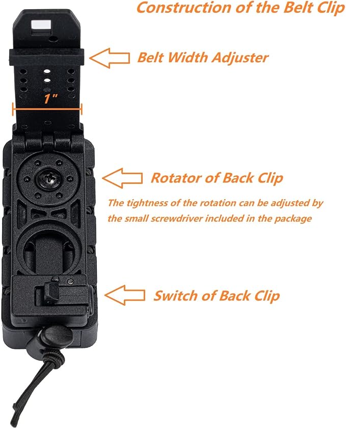 TACNEX Pistol Mag Holder w/Belt MOLLE Rotatable Adjustable Clip 9mm Magazine - Image 6
