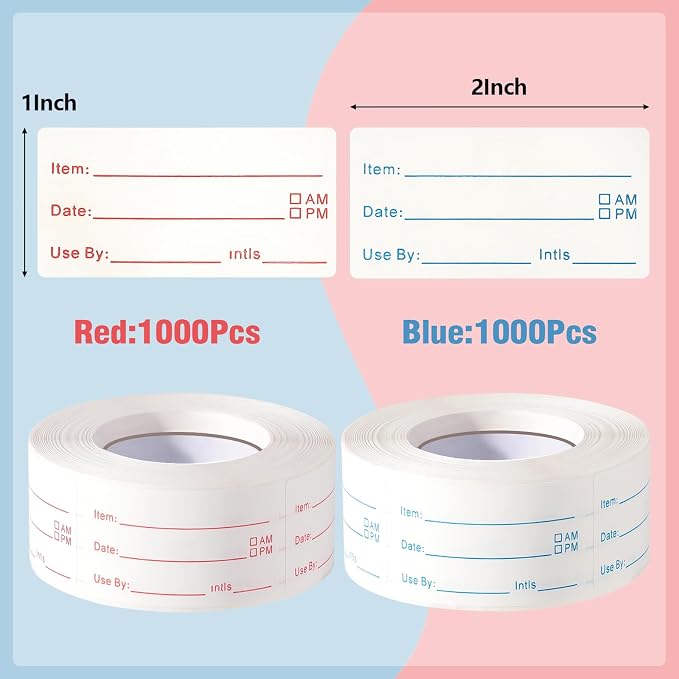 4 Rolls 2000 Pieces Removable Food Labels, 1 x 2 Inch Date Stickers - Image 2