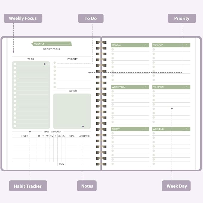 Undated Weekly Planner, Weekly To Do List Notebook, A5 Daily Planner | Office - Image 2