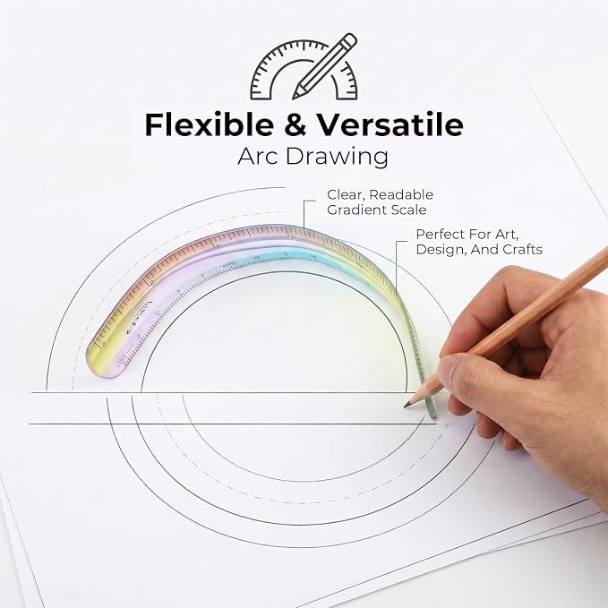 Grevosea 2 Pieces Flexible Rulers 6inch Plastic Ruler - Image 7