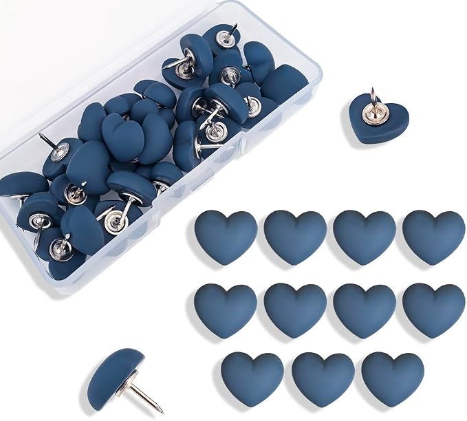 28pcs Decorative Heart Push Pins Dark Blue Thumbtacks Thumb Tacks by Aoxsie