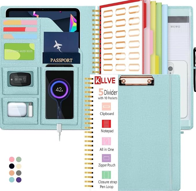 Blue Foldable Spiral Clipboard Folio by KLLVE