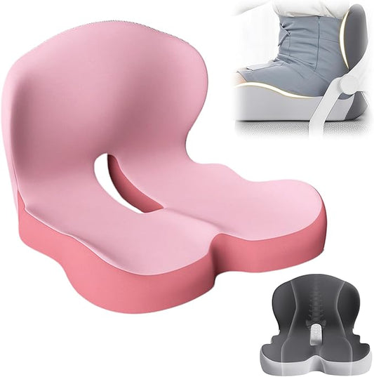 Back and Seat Cushion, 2025 New Ergonomic Non-Slip Memory Foam Seat Cushion with Back Support, L-Shaped Breathable Seat Cushions for Car, Office, Home (Pink)-DeskLoop Office