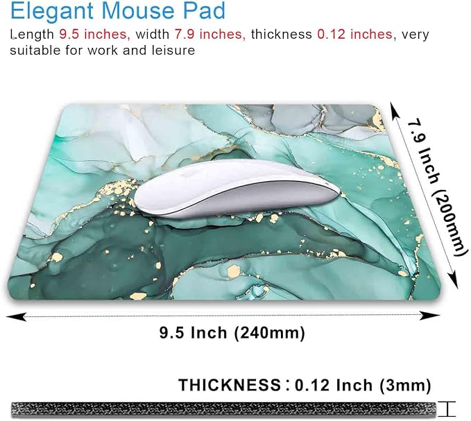 IMAYONDIA Turquoise Marble Mousepad, Computer Mouse Pad Teal, Luxury Swirl Mice - Image 2
