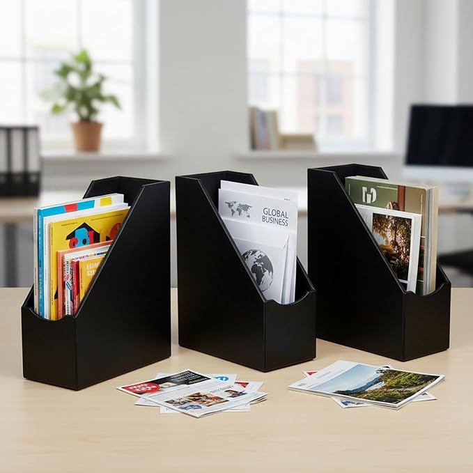 UnionBasic Magazine File Holder, Leatherette Desktop Document Organizer - Image 2